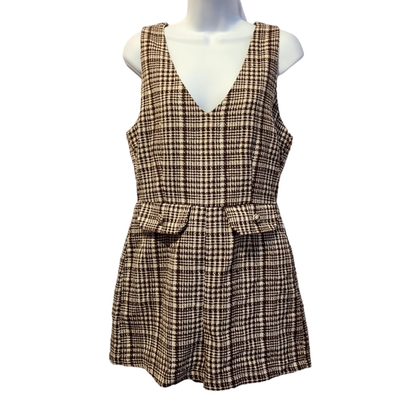 Forever 21 Pants - forever 21 Womens Junior Romper Sz L Tweed Brown Ivory sleeveless zippered